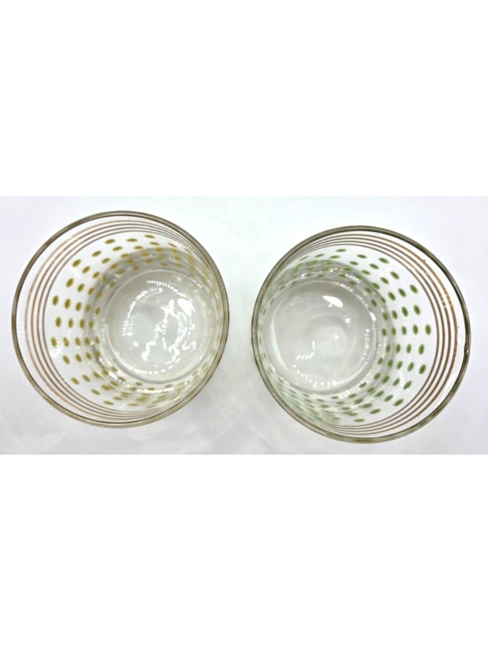 Vtg Federal Glass Polka Dot Low ball Glasses Gold trim MCM Set of 2 - Picture 5 of 8